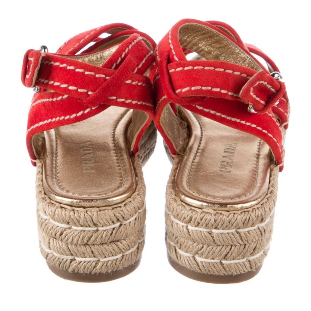 ♥️PRADA♥️ Red Suede Espadrilles